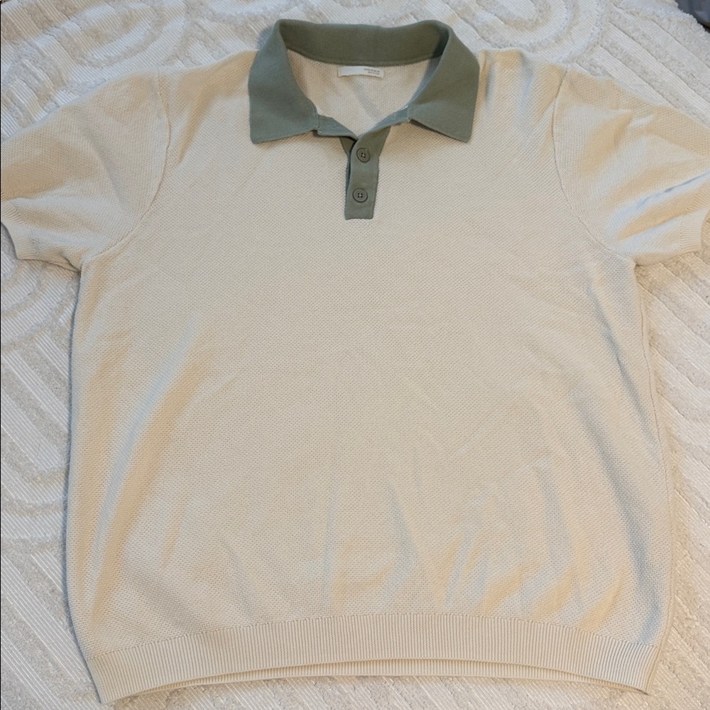 Zara Men- Cream Knit Polo